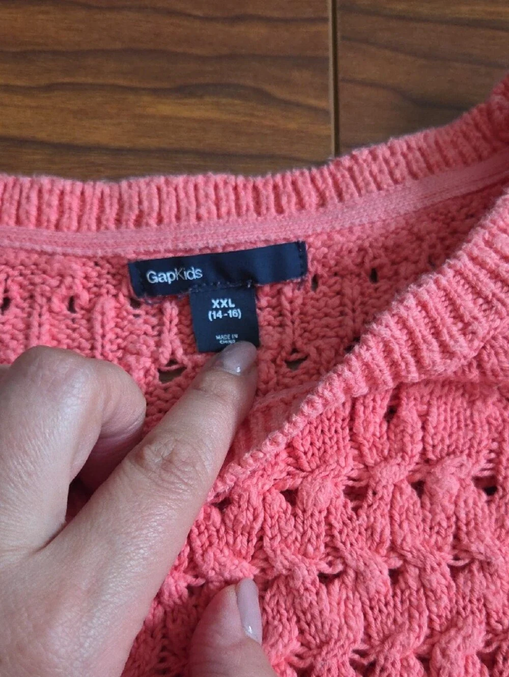 GAP Coral Pink Open-Knit Sweater Top